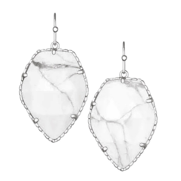 Kendra Scott • Corley Earrings • Silver Tone White Howlite • With Bag & Box - Picture 1 of 4